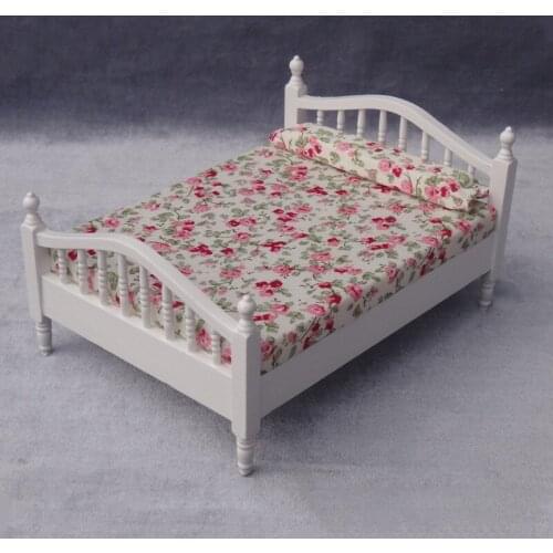 Doub K 1:12 Wooden Dollhouse Furniture toy simulation mini bed Bedroom doll house Accessories pretend play toys for girls