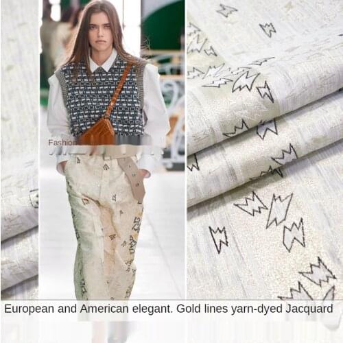 European and American Elegant Gold Silk Yarn -Dyed Jacquard Dress Suit Jacket Fashion Fabric