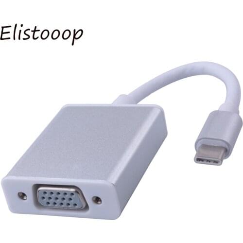 Elistooop USB 3.1 USB Type C to VGA Adapter USB-C Cable Converter Reversible for New Macbook