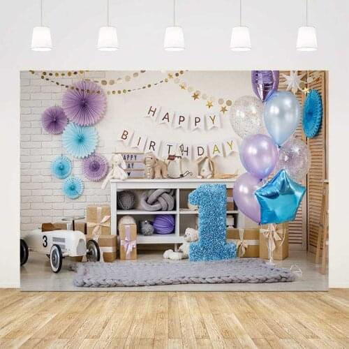Newborn photography backdrop 1st birthday decoration star balloons background for photo studio car kids portrait photo shoot