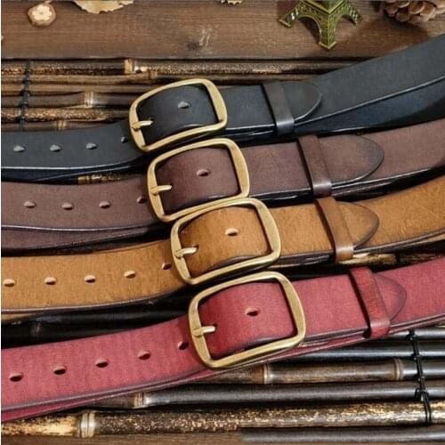 Personalized Fashion Ltaly A-Level Thick Cowhide Belt Mens Leather Pin Buckle All-Match American Retro Belt Men