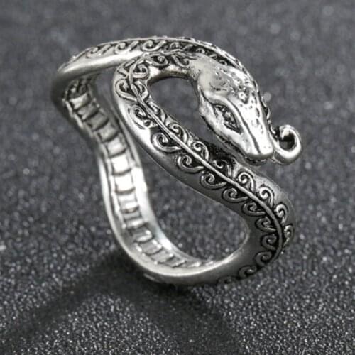 Ring For Women Girls Snake Fashion Men Jewelry Vintage Ancient Silvery Color Punk Hip Hop Adjustable Boho Anel