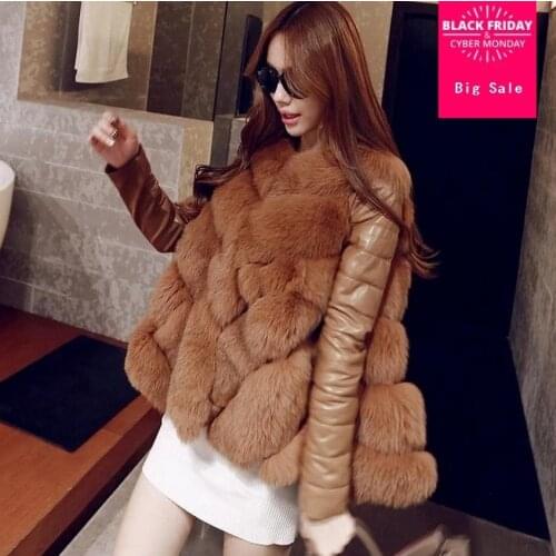 S-XXXXL Plus size Winter Womens Import Whole FAUX Fox Fur jacket High-Grade Faux Fur Coat Leisure Shitsuke Women Coat wj160