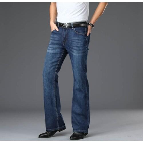 Mens Big Flared Jeans Boot Cut Leg Flared Male Designer Classic Denim Jeans High waist Stretch Loose Flared Denim Wide-leg Jeans