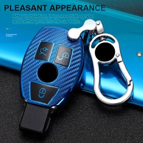 Soft TPU Carbon Fiber Car Remote Key Case Full Cover Fob Shell For Mercedes Benz A B R G Class GLK GLA w204 W251 W463 W176 W205