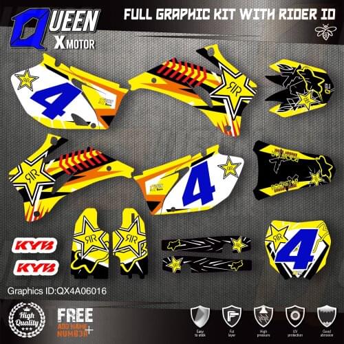 QUEEN X MOTOR Custom Team Graphics Backgrounds Decals 3M Stickers Kit For YAMAHA 2006-09 YZF250 450 016