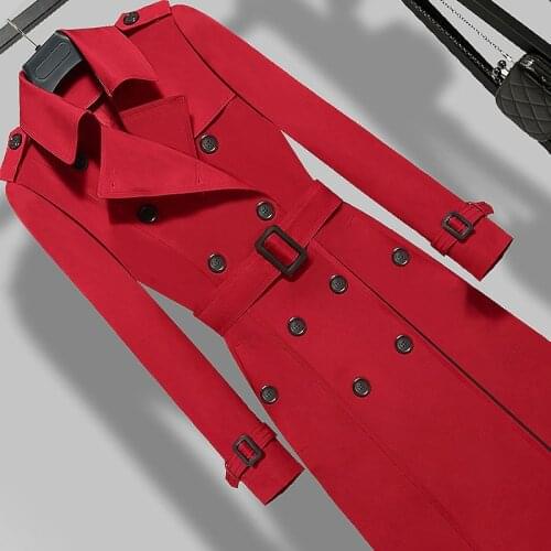 2020 New Autumn Women Double Breasted Long Trench Coats Khaki Slim Belt Cloak Windbreaker Female Plus Size S-5XL Outerwears Y573