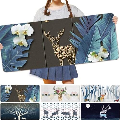 Office Laptop Accessories Mouse Pad PU Leather Deer Pattern Series Large Size 30x60cm 30x80cm Computer Gaming Keyboard Mouse Mat