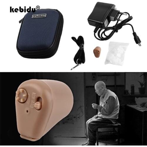 Kebidu In-ear Rechargeable Hearing Aids Sound Enhancement Mini Head-Phones Volume Sound Amplifier Hear Clear Gift for Old Men
