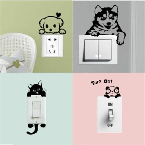 DIY Creative Cute Cat Wall Stickers Light Switch Decor Decals Art Mural Baby Nursery Room Sticker PVC Wallpaper for Living Room