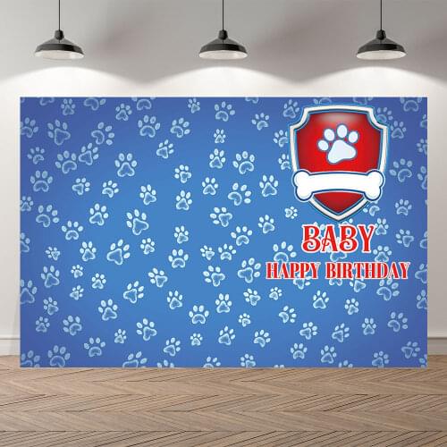 Seekpro cartoon Background Kids Baby girl Birthday Banner Photography Backdrop Dog Party Paw bone boy Photo Background Photocall