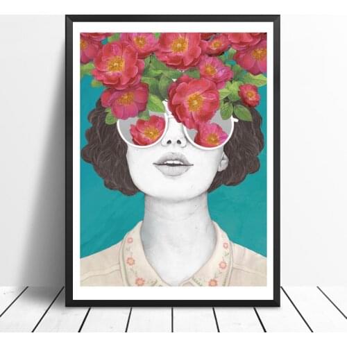 Nordic Posters Flower Girl Portrait Canvas Paintings Posters and Prints Wall Art Picture for Living Room Home Decoration