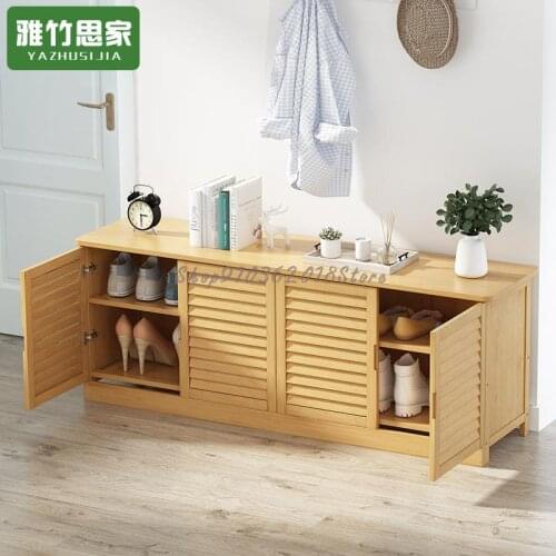 Shoe Changing Stool Solid Wood Sitting Long Shoe Cabinet Nordic Entrance Shoe Rack Household Storage Rack