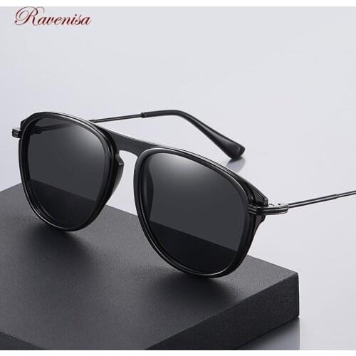 2021 Fashion Brand Designer Pilot Men Sunglases Driving TR90 Black Blue Frame Polarized UV400 Sun Glasses Square Eyewear