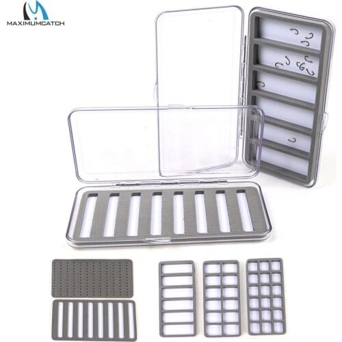 Maximumcatch WT 186*93mm Waterproof Slim Fly Fishing Box Transparent Trout Flies Hooks Fly Tackle Box with One-Side Patch