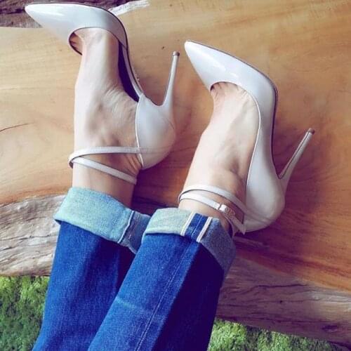 Summer Women Pumps Fashion Ladies High Heels Female Zapatos Mujer Ankle Strap Pointed Toe PU Leater Autumn Dress Shoes Woman