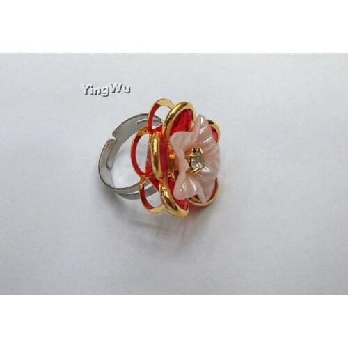 Yingwu Fashion Mix Colors Resin Flower Crystal Rhinestone Ring Adjustable Silver Plated Women Ring Jewelry Gift