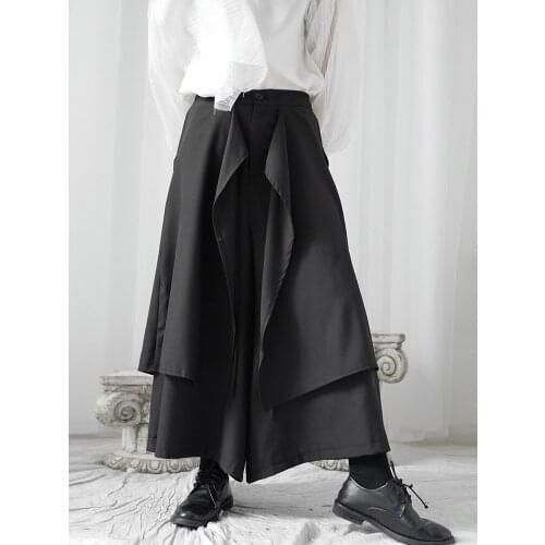 Skirt pants women pants Womens skirt pants Dark department Japan-style Double layer Stacked pants Womens loose wide-leg pants