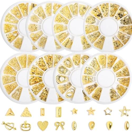 Nail Rivets Mixed Style 3D Nail Art Gold Moon Star Ocean Round Metal Rivet Studs DIY Charm Nail Art Decoration nail Accessories