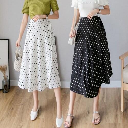 Woman Skirts Chiffon Polka Dots Skirt Summer 2021 High Waist Ruffles A- Line Large Hem Umbrella Skirt Mujer Faldas Saias Mulher