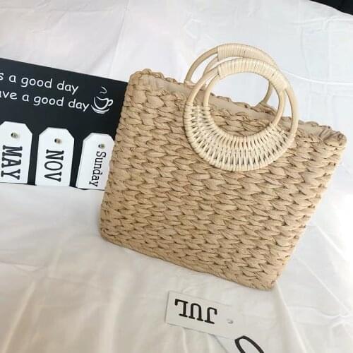 Handmade Womens Handbags Bohemian Womens Woven Bag Designer Summer Straw Beach Bag Shopper High Capacity Knitted Tote Bags