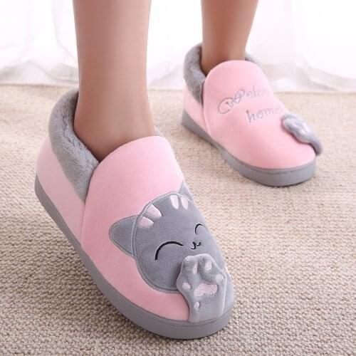 Women Winter Warm Home Slippers Shoes Lightweight Slip On Flock Indoor Slippers Plush Female Slides Ladies Bedroom House Slipper