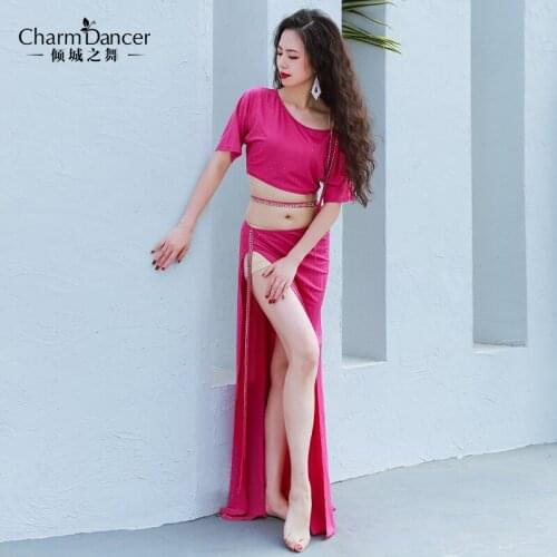 2021 NEW Womens Belly Dance Dance Suit Practice Clothes New Sexy Long Skirt+Top Bellydance Set Suit ZM324