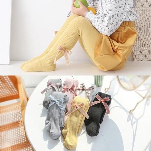 1pc Kids Tights Bowknot Design Skin Friendly Breathable Baby Girls Pantyhose for Dancing Girl 6 Color Pantyhose for Daily Gifts