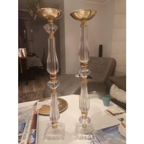 12pcs 70cm Crystal Candle Holders Candlestick Flower Vase Table Centerpiece Event Flower Rack Road Lead Wedding Decoration