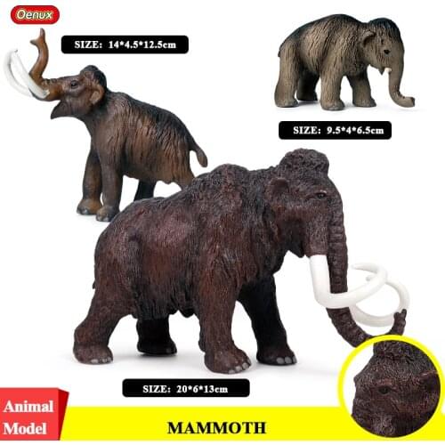 Oenux 3PCS Wild Big Mammoth Elephant Simulation Animals Mammut Family Action Figures Model Figurine PVC Education Kids Toys