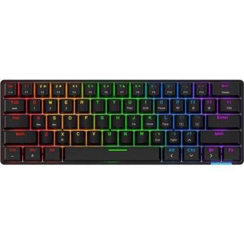 Ajazz STK61 Mechanical Keyboard Wireless Bluetooth Concise 61-Keys 3.0 Dual-Mode RGB Backlit Portable Game Keyboard For Desktop