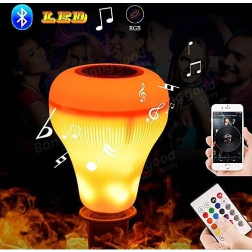 Wireless Bluetooth Speaker E27 LED RGB Music Flame Bulb Lamp Smart led RGBW Music Player Audio Light with Remote Control