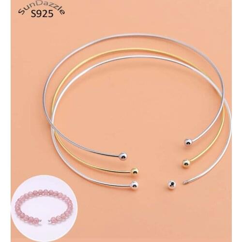 Genuine Real Pure Solid 925 Sterling Silver Cuff Bangles for Beads Hand Band DIY Jewelry Findings Beading Threading Bangle