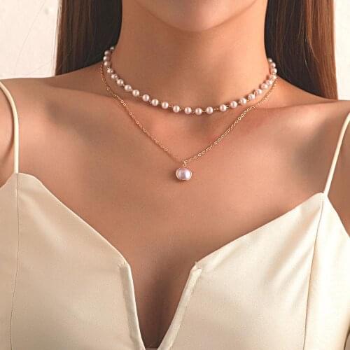 New Crystal Simulated Pearl Choker Multilayer Necklaces for Women Fashion Butterfly Cross Bow Pendant Girl Party Jewellery