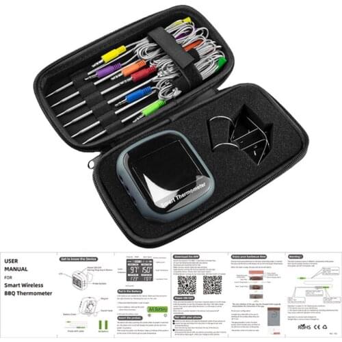 Meat Digital Thermometer Alarm Timer Thermometer for Kitchen Smoker Grilling with 6 Probes Free App Control