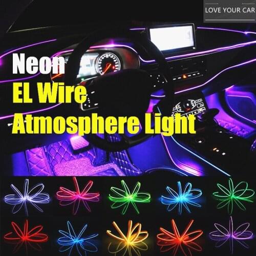 EL Wire String Strip Rope Tube Light Neon Light Glow Flat Edge Car Interior Atmosphere Decor Lamp Decorated Prop
