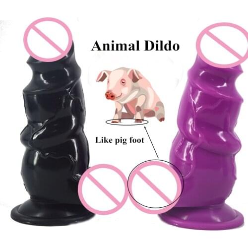 FAAK 2.95"Thick Big Animal Dildos suction cup silicone dildo ribbed extra stimulate huge anal plug erotic sex toys for women