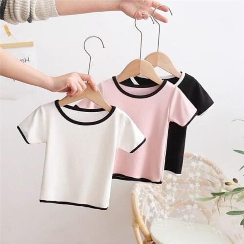 Girls' short-sleeved T-shirt 2021 new baby and childrens clothing summer clothing childrens half-sleeved shirt bottoming shirt