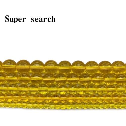 Smooth Yellow Glass Loose Beads 15" Strand 4 6 8 10 12 MM Pick Size For Jewelry Making
