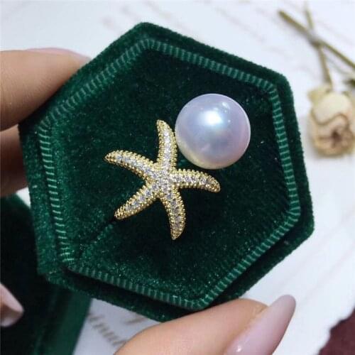Hot Starfish Ring Base Mountings Findings Settings Adjustable Ring Jewelry Parts Fittings Accessories for Pearl Beads Stones