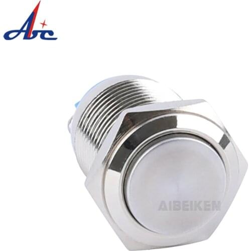 IP65 Waterproof Flat High Flush 1NO 2 Screw Metal Self Lock Latching 16mm Push Button Switch