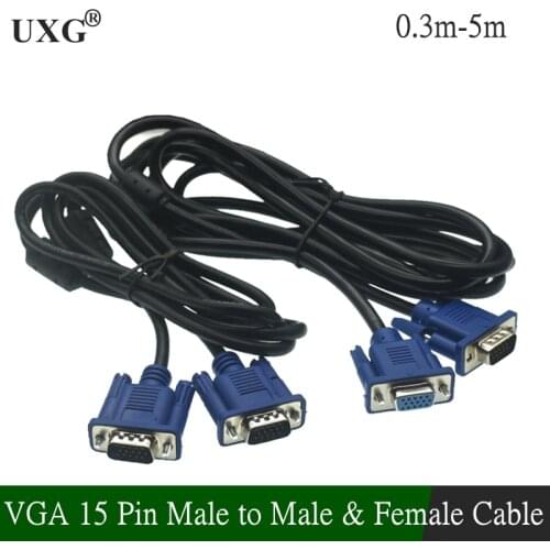 1.5/3M Black Blue VGA 15 Pin Male to Male Plug Computer Monitor Cable Wire Cord Cable Wire Cord Cables Computer Connection