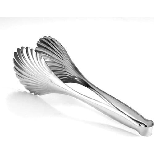 Kapmore 1pc Shell Shape Service Tongs Food Grade Stainless Steel Food Tongs Bread Tongs For Cooking BBQ Tools Accessories