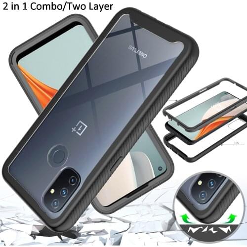 Combo Drop resistance Rugged Case For Oneplus Nord N100 Defender Armor Shield Anti-Skid Crystal Clear Cover