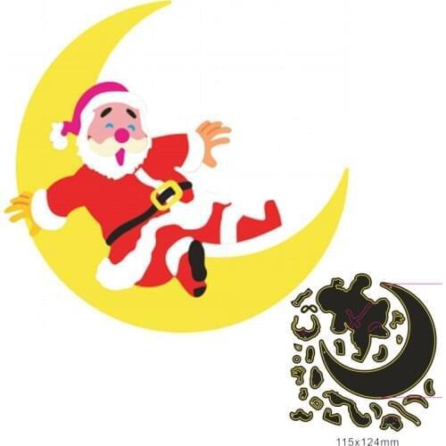 Santa lying on the moon Metal Cutting Dies Stencils For DIY Decorative Embossing Handcraft Paper Cards Making Die Template New