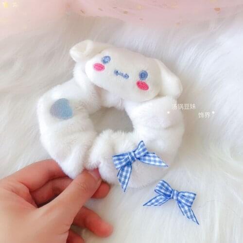 Cartoon hair rope doll Hair Accessories hair ring girl White Big Ear Dog rubber band head circle jewelry