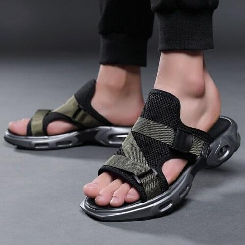 2020 New Fashion Summer Man Casual Shoes Breathable Mesh Shoes Male Beach Sandals Tenis Increase Walking Black Sandalias