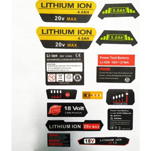 Neutral sticker - unbranded label for all types of tool batteries LED Light Label Model Lebel(10 pieces)