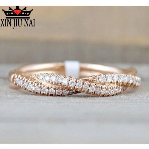 2020 new 18K rose gold intertwined winding heart simple fashion ins style female diamond ring travel party ladies jewelry