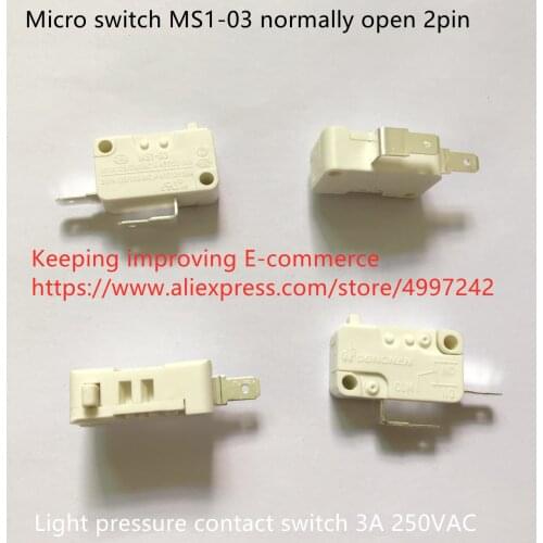 Original new 100% micro switch 2pin MS1-03 normally open light pressure contact switch 3A 250VAC